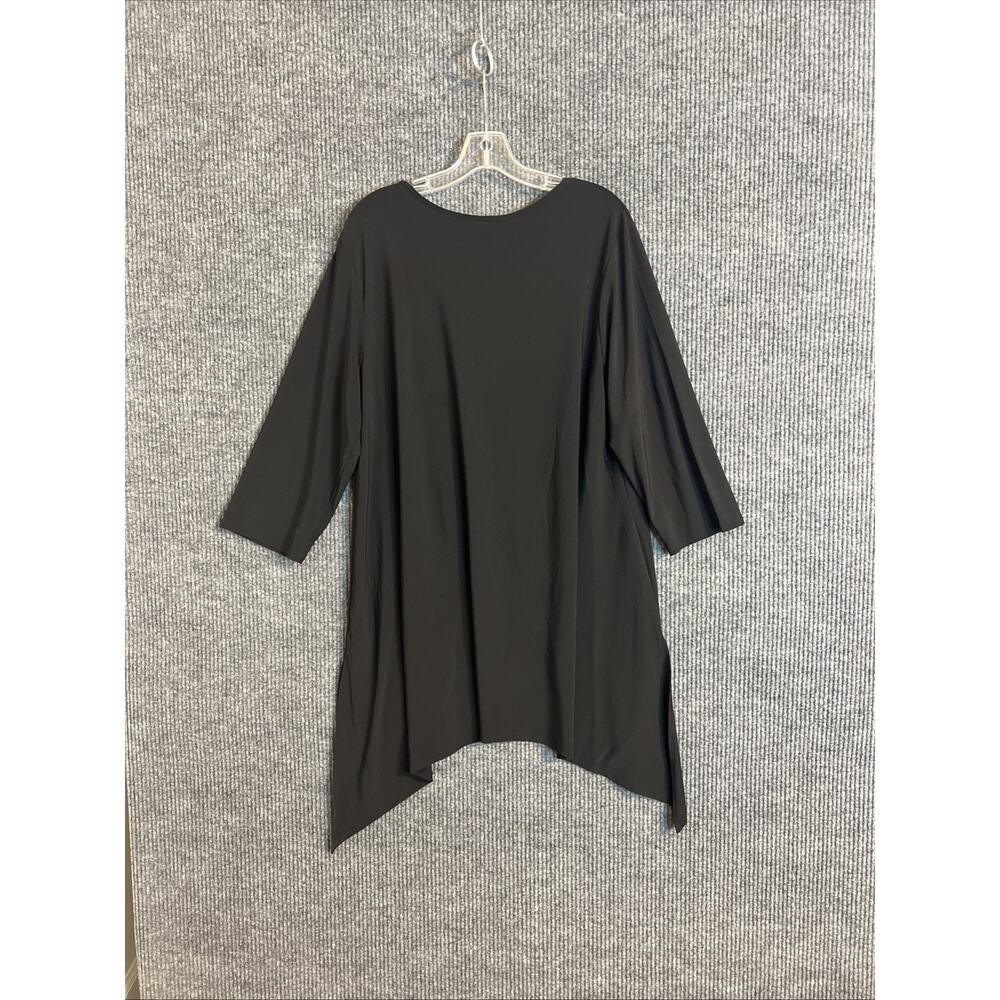 Cato Womens Tunic Blouse Plus Size 18/20 Black Asymmetric Hem Stretchy Comfort - Picture 6 of 10